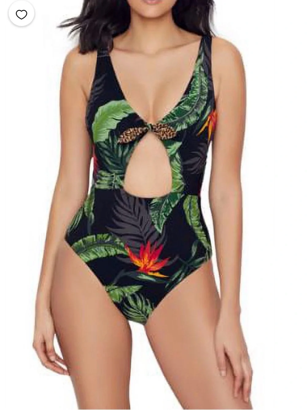 Reversible Tropical Leaf/Leopard One Piece Swimsuit